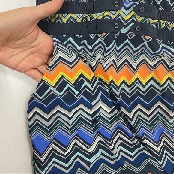 BCBG MaxAzria Black Blue Orange Chevron Day Sleeveless Summer Sheath Dress Sz S - Picture 4 of 8